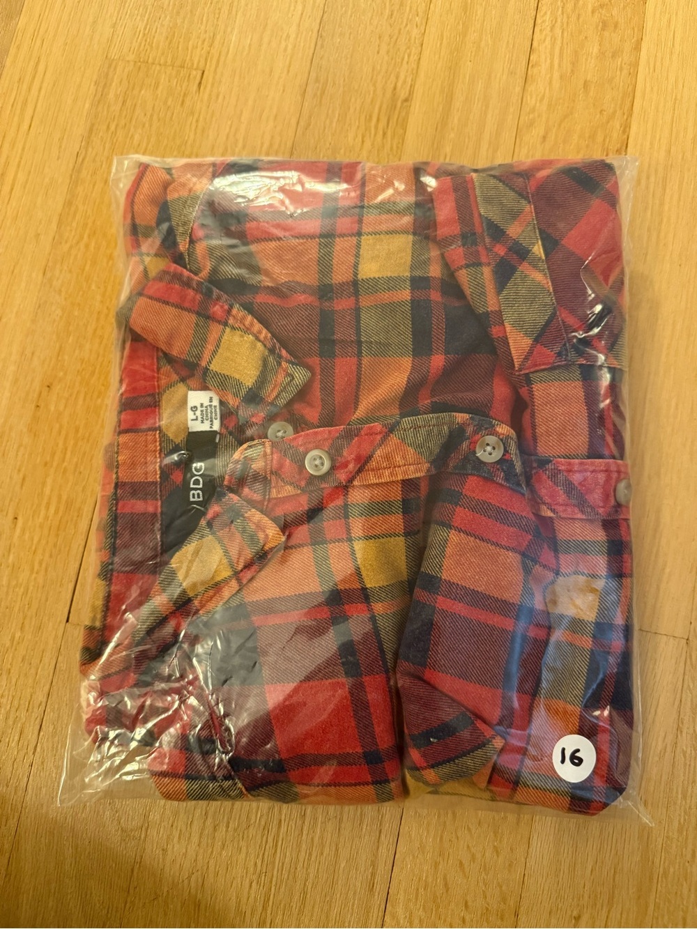 BDG Urban Outfitters Plaid Flannel Shirt L/G Red Blue Mustard Oversized - Picture 6 of 6